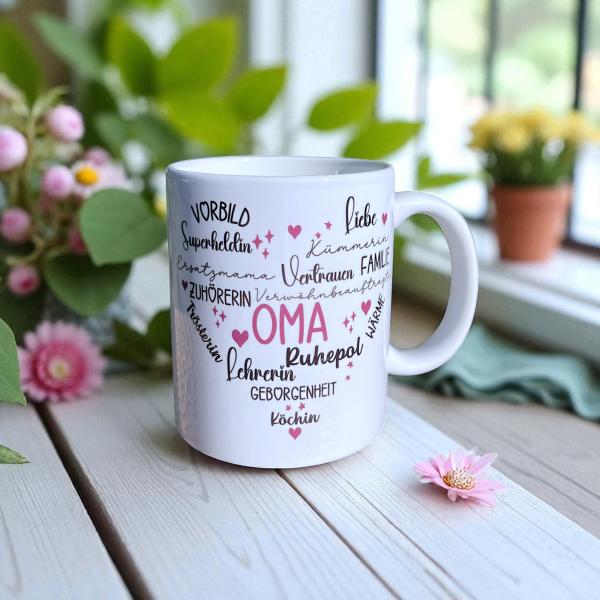 Keramiktasse Oma Muttertag Namenstasse personalisiert Kaffeetasse Teetasse - Artikel-Nr. 1100006